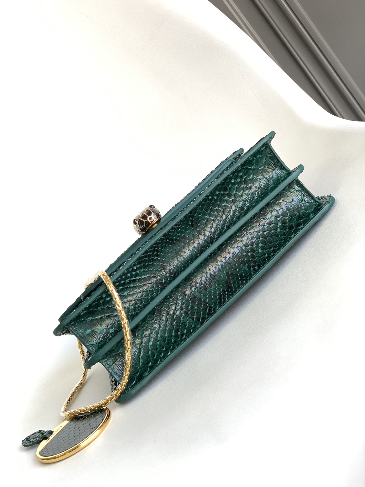 Bvlgari Serpenti Forever Medium Crossbody Bag in Dark Green Python Skin 